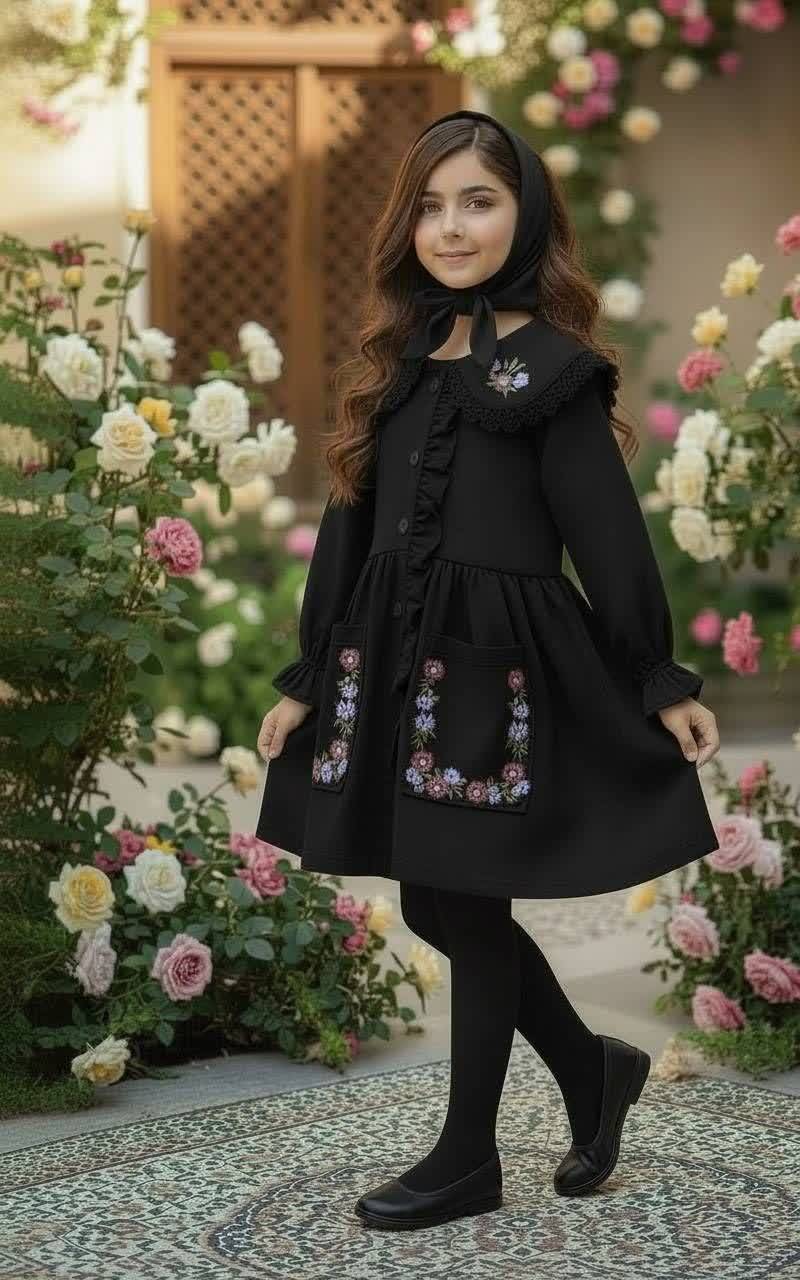 پیراهن فرشته محرمی جنس پارچه شانتون کد۱۰۶۶