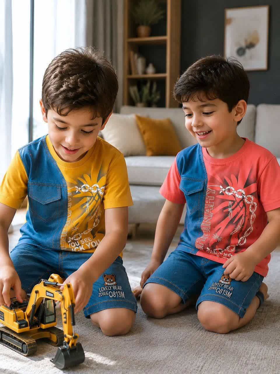 ست تیشرت شلوارک جین کاغذی خنک وبهاره کد۱۰۸۹