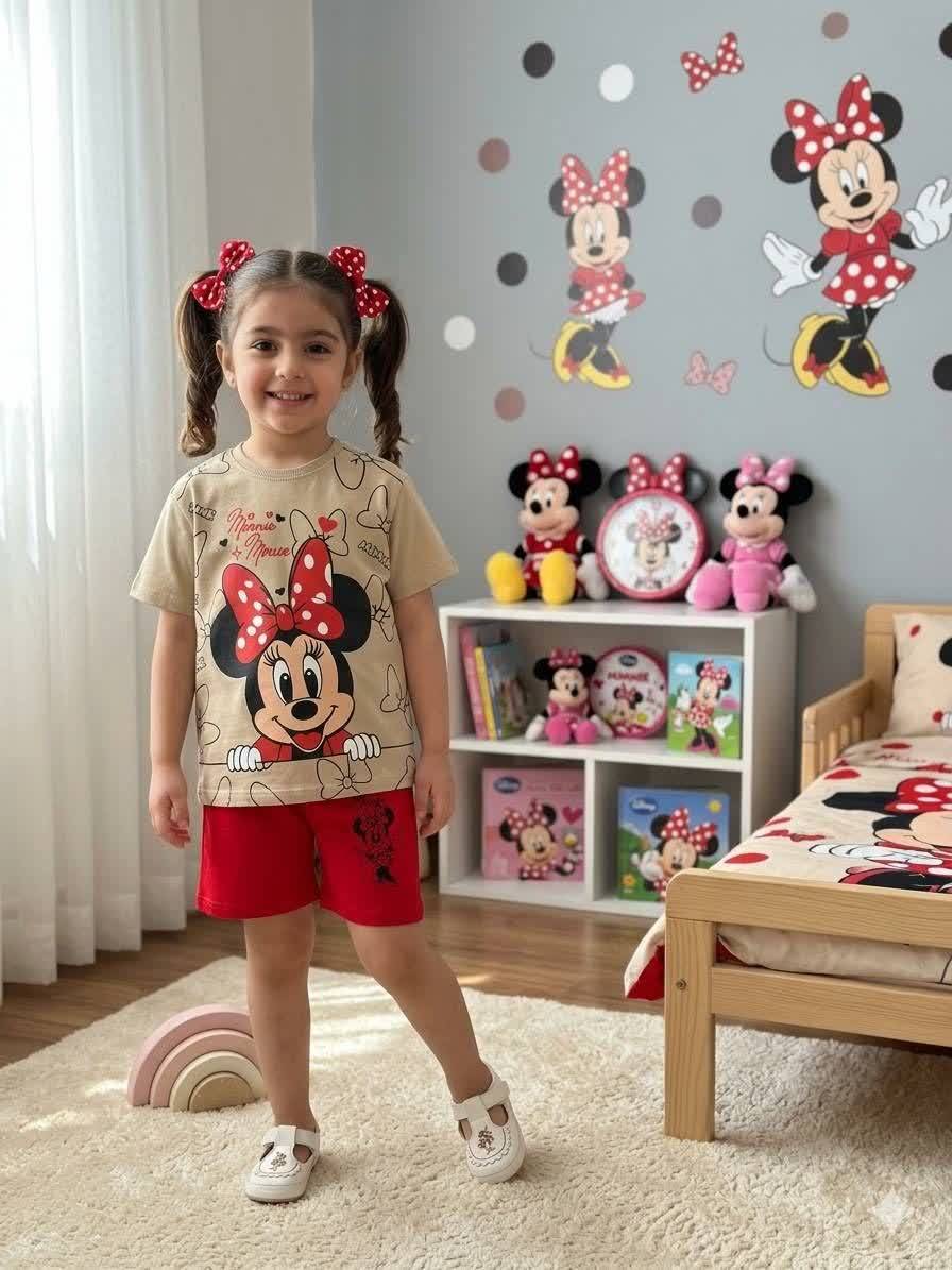 ست تیشرت شلوارک کالکش تابستانه برند میکی میکیموس کد۱۰۸۹