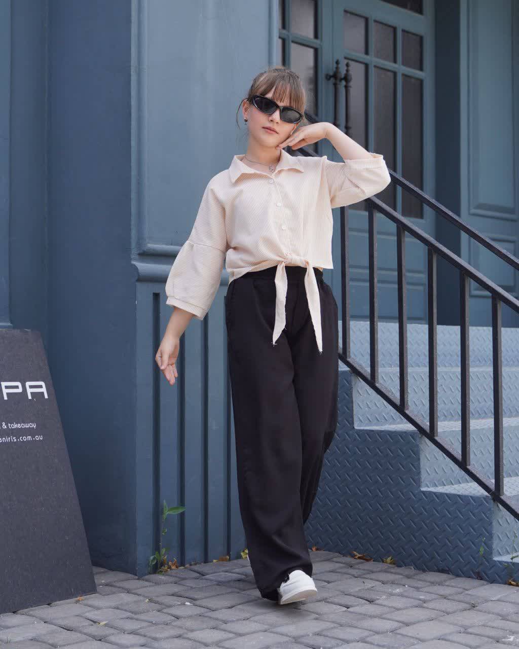 شومیزشلوار راه راه گره ای پارچه خارجی کیفیت۰/۱۰۰تظمینی کد۵۳۵