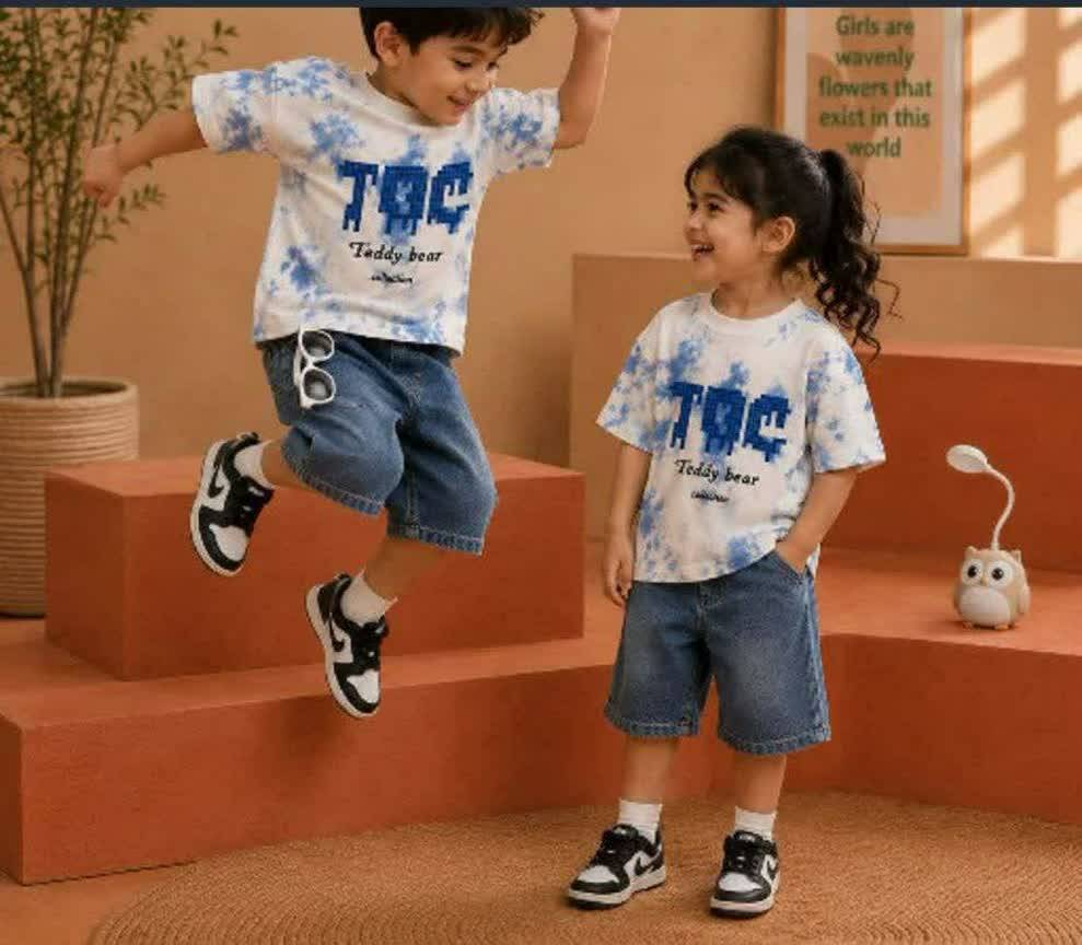 تیشرت شلوارک اسپرت دخترپسری مناسب۴تا۱۰سال کد۱۱۷۳