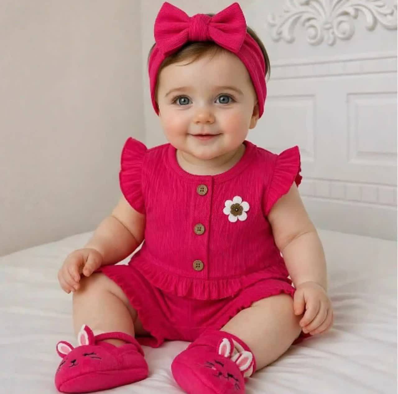 ست تاپ شلوارک بابونه مناسب۶ماه تا۳سال کد۱۱۸۹