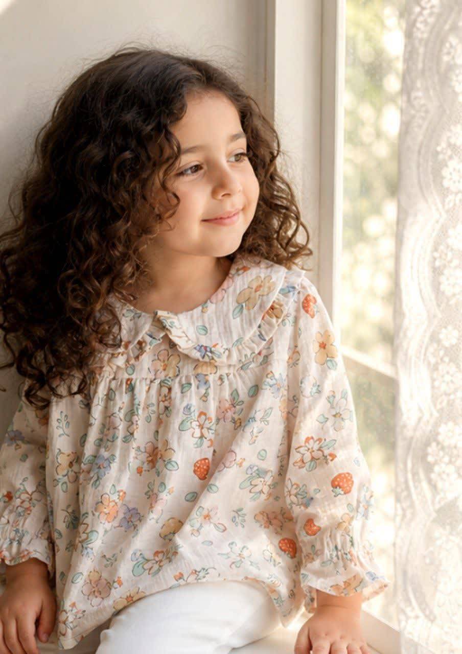 شومیزآستین بلنددخترونه مناسب۲ تا۱۲ سال کد۱۱۹۵