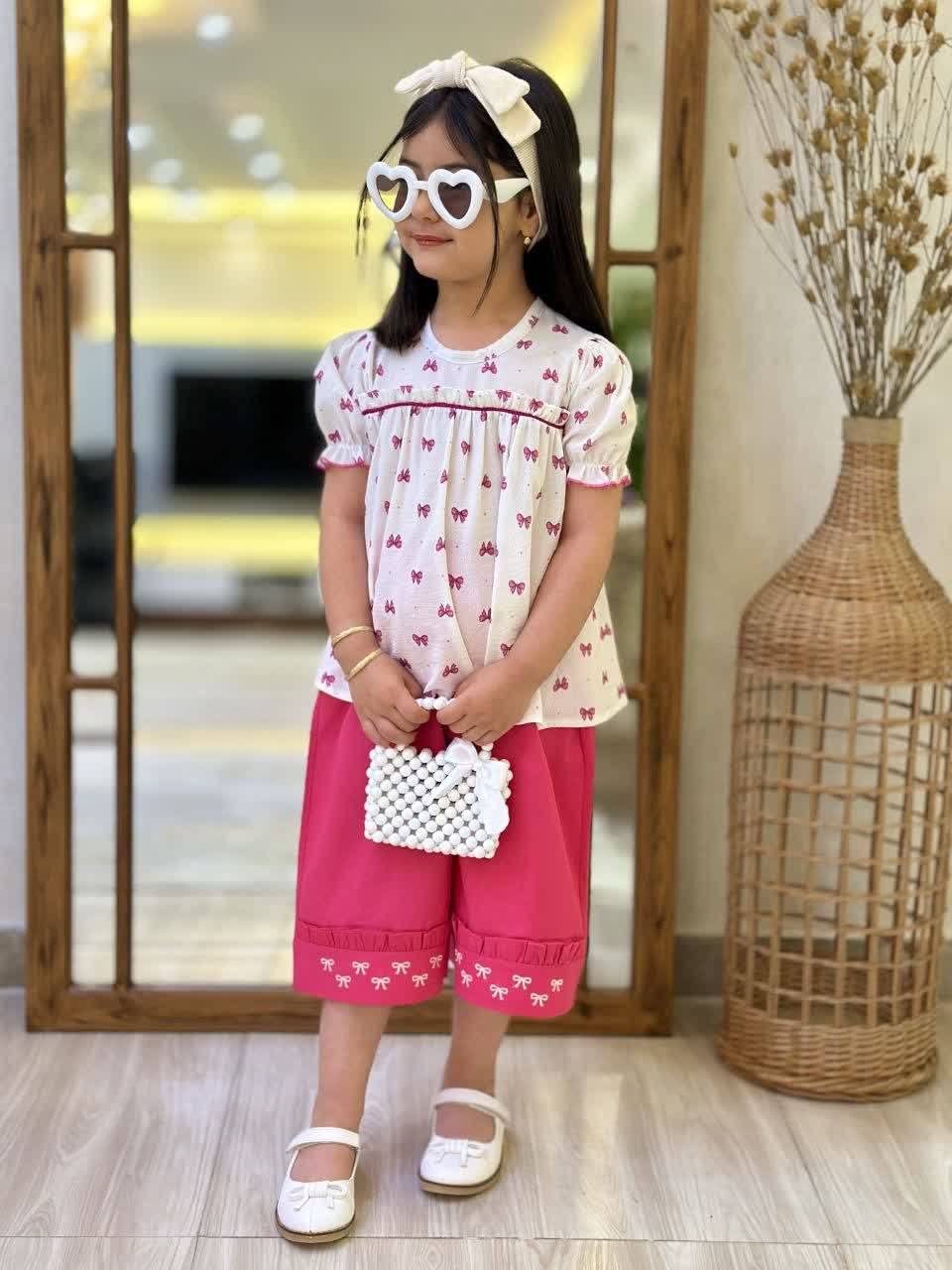 ست بلوزشلوارک پاپیون مناسب۳تا۹سال کد۴۴