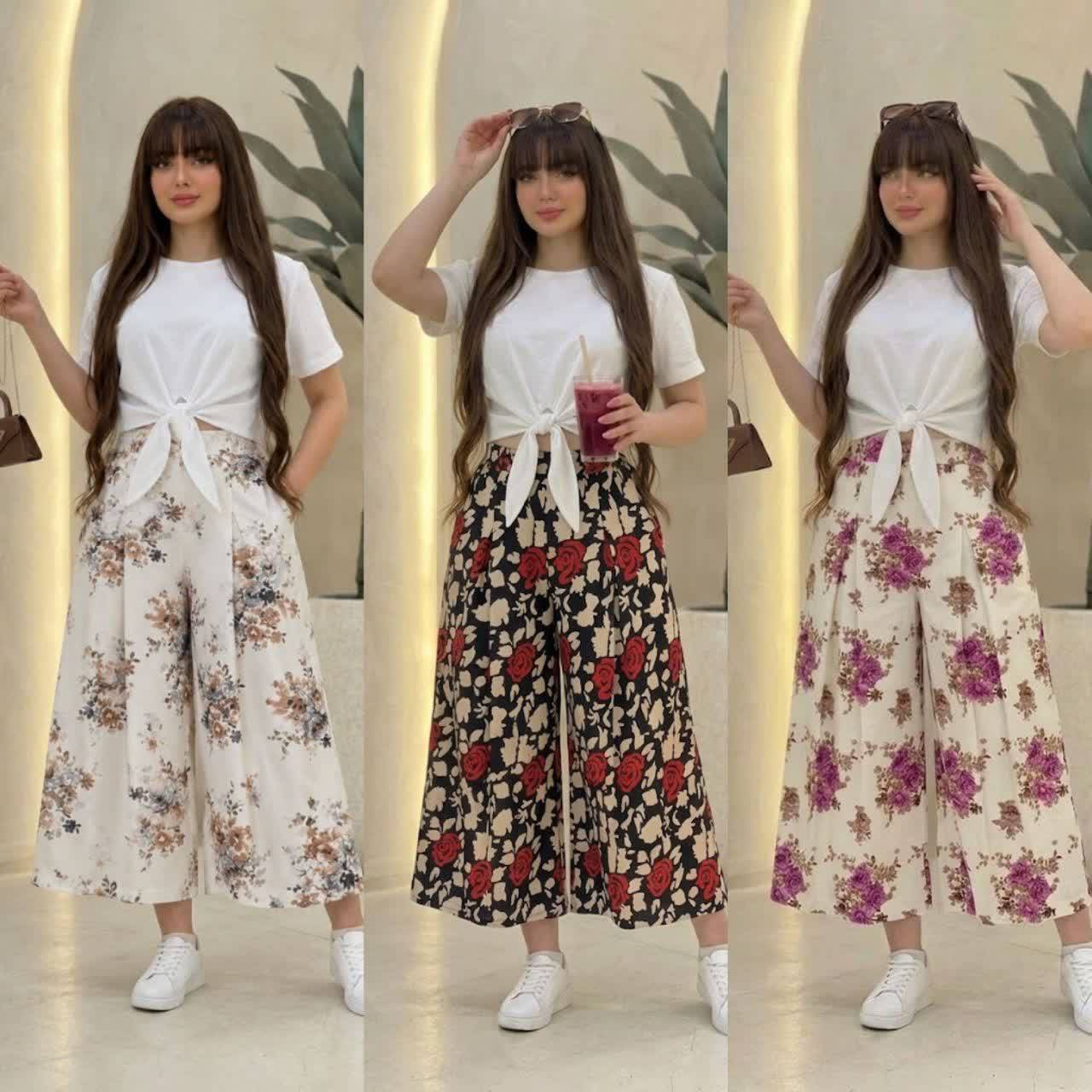 بلوز گره ای و دامن شلواری پیلی دو قلوی شلواری تا۱۸سال کد۵۶