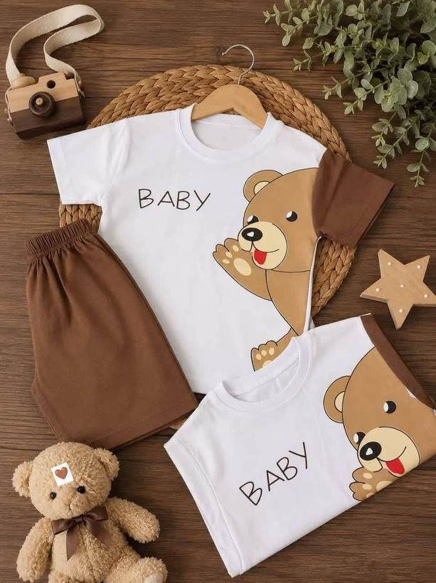 ست تیشرت شلوارک طرح خرس bear کد۱۱۶۹