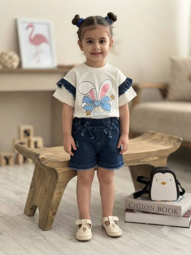 ست کراپ شلوارک لی مناسب۲تا۹سال کد۱۱۷۴