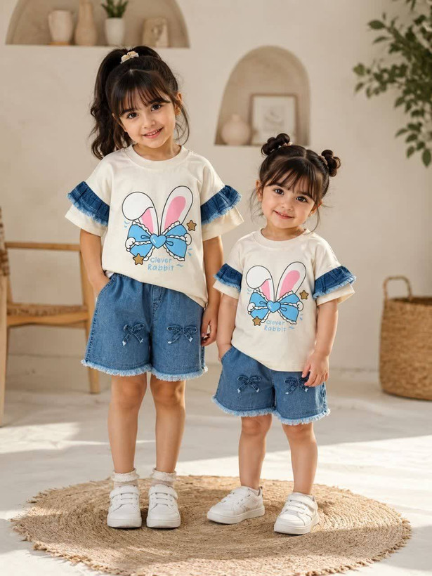 ست کراپ شلوارک لی مناسب۲تا۹سال کد۱۱۷۴