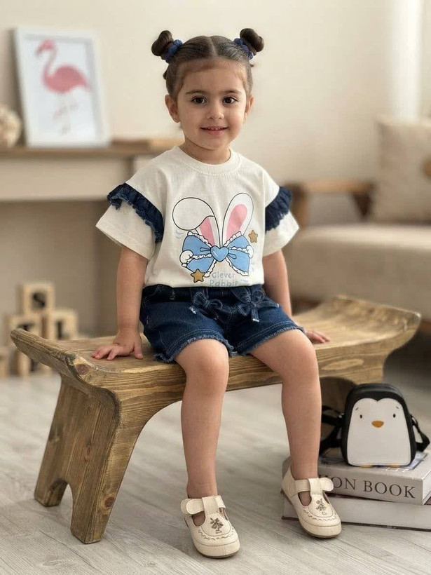 ست کراپ شلوارک لی مناسب۲تا۹سال کد۱۱۷۴
