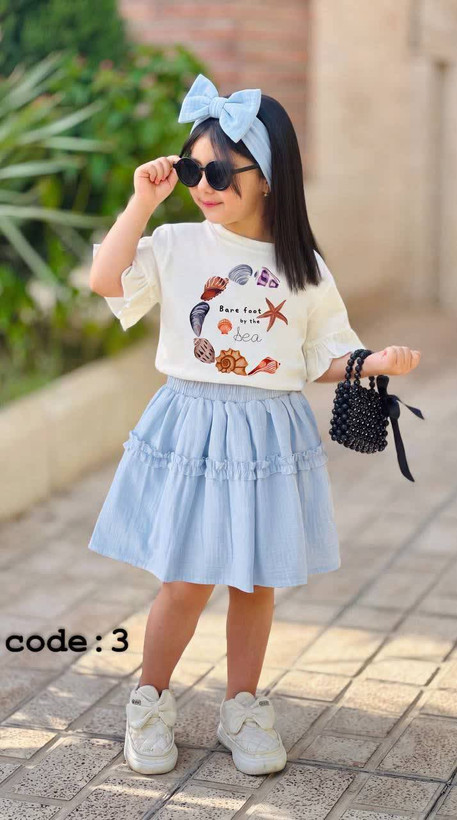 تیشرت دامن لنین مناسب۲تا۹سال وبزرگسال کد۱۱۸۸