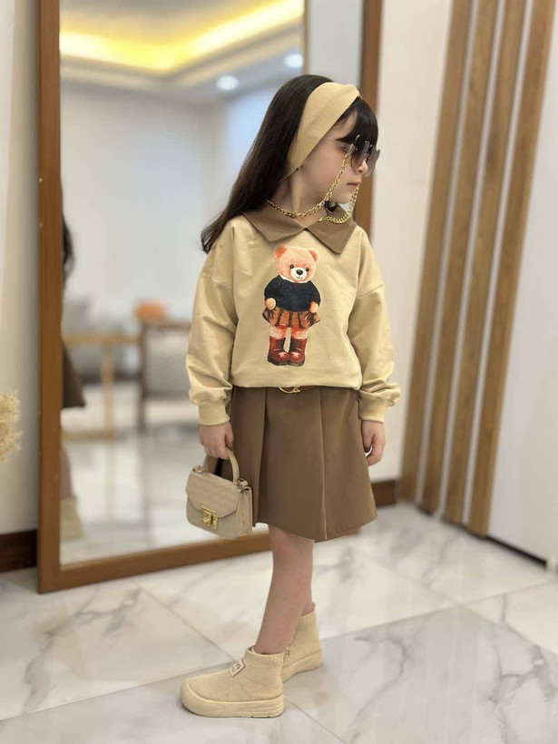 سه تیکه بلوزدامن باکمربند تدی کد۱۱۰۵