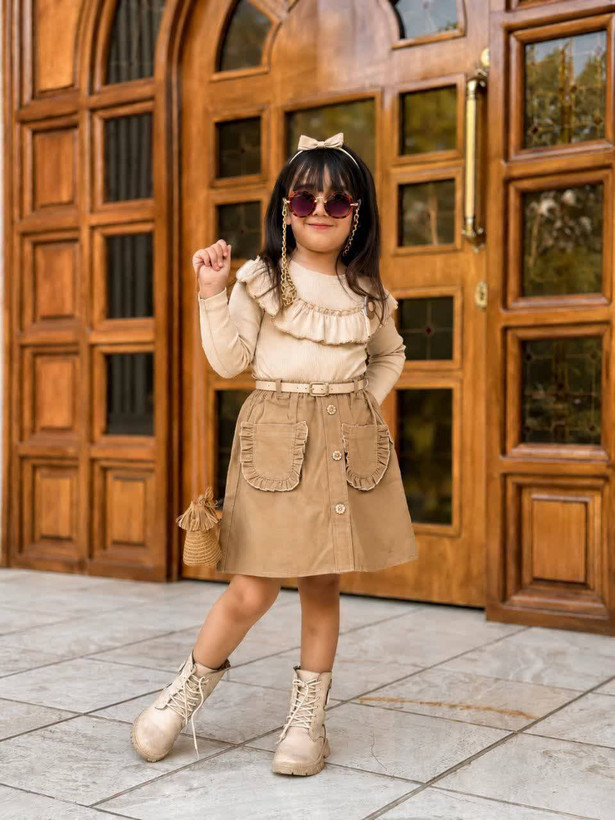 ست سه تیکه بلوزکبریتی باکشسانئ عالی/دامن/کمربند/کد۱۲۲