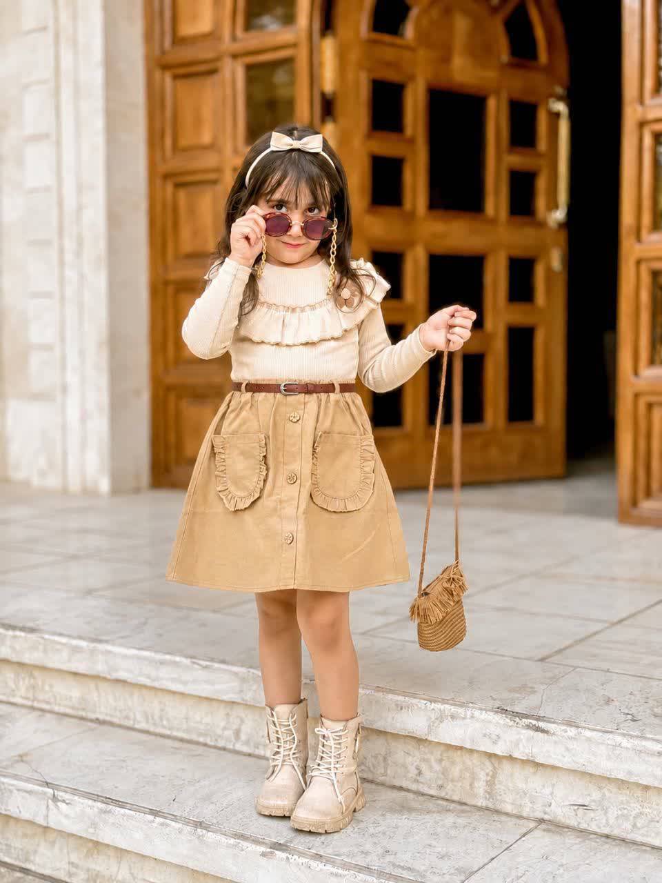 ست سه تیکه بلوزکبریتی باکشسانئ عالی/دامن/کمربند/کد۱۲۲